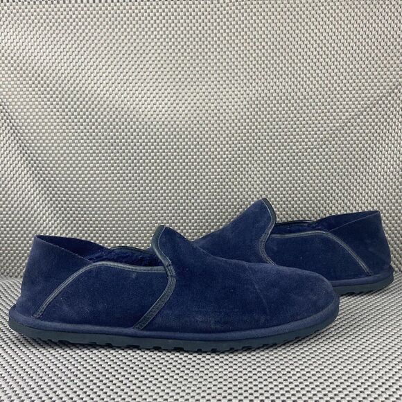 UGG Cooke Slip On Loafer Shoes Mens Size 10 Navy Blue Sheepskin Folding Back main image 5